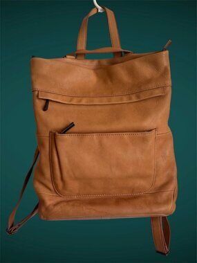 Tan Leather Backpack with Tablet Sleeve Aspen